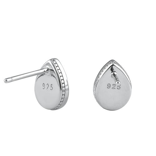 Sterling Silver Dainty Blue Lab Opal Pear Stud Earrings