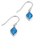 Sterling Silver Blue Lab Opal Marquise Dangle Earrings