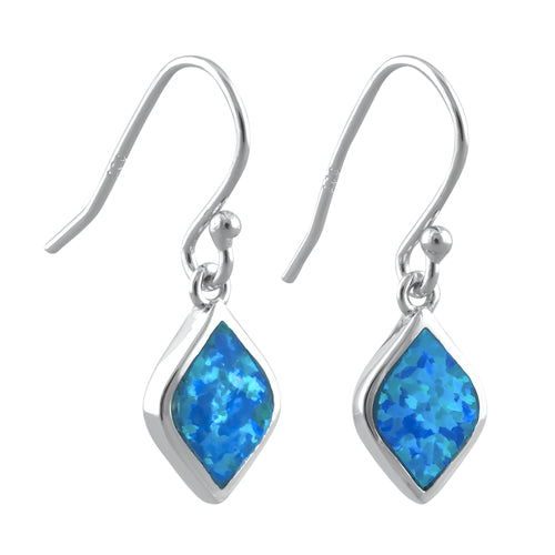 Sterling Silver Blue Lab Opal Marquise Dangle Earrings