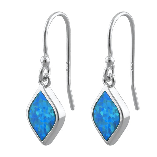 Sterling Silver Blue Lab Opal Marquise Dangle Earrings