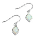 Sterling Silver White Lab Opal Marquise Dangle Earrings