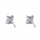 Sterling Silver 5mm Princess Cut Basket Setting CZ Earrings