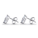 Sterling Silver 4X8mm Marquise Cut Basket Setting CZ Earrings