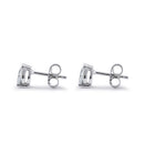 Sterling Silver 4X6mm Pear Cut Basket Setting CZ Earrings
