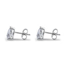 Sterling Silver 6X8mm Pear Cut Basket Setting CZ Earrings
