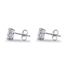 Sterling Silver 7X7mm Heart Cut Basket Setting CZ Earrings