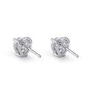 Sterling Silver 7X7mm Heart Cut Basket Setting CZ Earrings