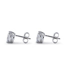 Sterling Silver 7X7mm Cushion Cut Basket Setting CZ Earrings
