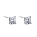 Sterling Silver 6X6mm Square Octagon Cut CZ Earrings