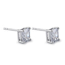 Sterling Silver 7X7mm Square Octagon Cut CZ Earrings