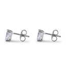 Sterling Silver 4X6mm Radiant Octagon Cut CZ Earrings