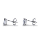 Sterling Silver 4X6mm Baguette Octagon Step Cut CZ Earrings