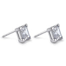 Sterling Silver 7mm Square Step Cut CZ Earrings