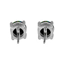 Sterling Silver Round Green-Black Lab Opal Stud Earrings