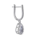 Sterling Silver Clear CZ Drop Dangle Hoop Earrings