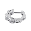 Sterling Silver 8.0mm x 3.0mm Curvy Clear CZ Hoop Earrings