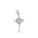 Sterling Silver Clear CZ Planet and Star Dangle Earrings