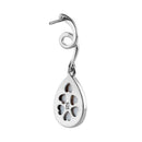 Sterling Silver White Lab Opal Twirl Dangling Pear Earrings