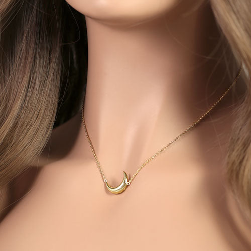 Sterling Silver Yellow Gold Half Moon Necklace