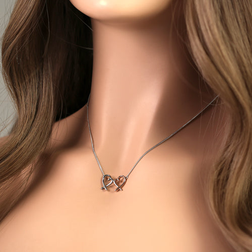 Sterling Silver Two-tone Heart Design Necklace