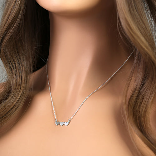 Sterling Silver Triple Heart Necklace