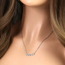 Sterling Silver Flowers CZ Necklace