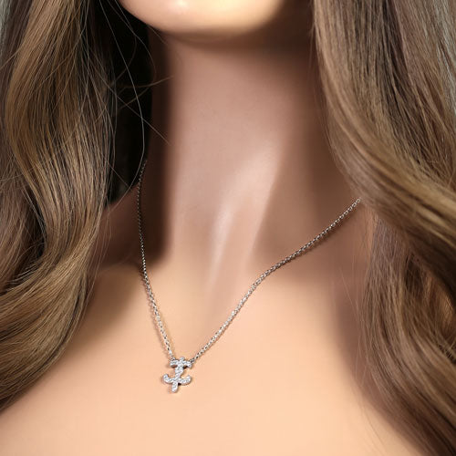 Sterling Silver Fleur-de-lis CZ Necklace