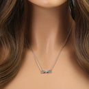 Sterling Silver Dog Bone Clear Heart CZ Necklace