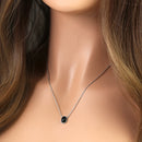 Sterling Silver Black Oval Stone Necklace