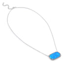 Sterling Silver Blue Opal Squoval Halo CZ Necklace