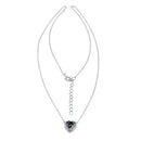 Sterling Silver Rainbow and Clear CZ Heart Halo Necklace