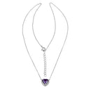 Sterling Silver Amethyst and Clear CZ Heart Halo Necklace