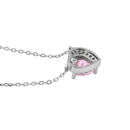 Sterling Silver Pink and Clear CZ Heart Halo Necklace