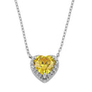 Sterling Silver Yellow and Clear CZ Heart Halo Necklace