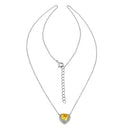 Sterling Silver Yellow and Clear CZ Heart Halo Necklace