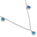 Sterling Silver Adjustable Blue Lab Opal Station Necklace