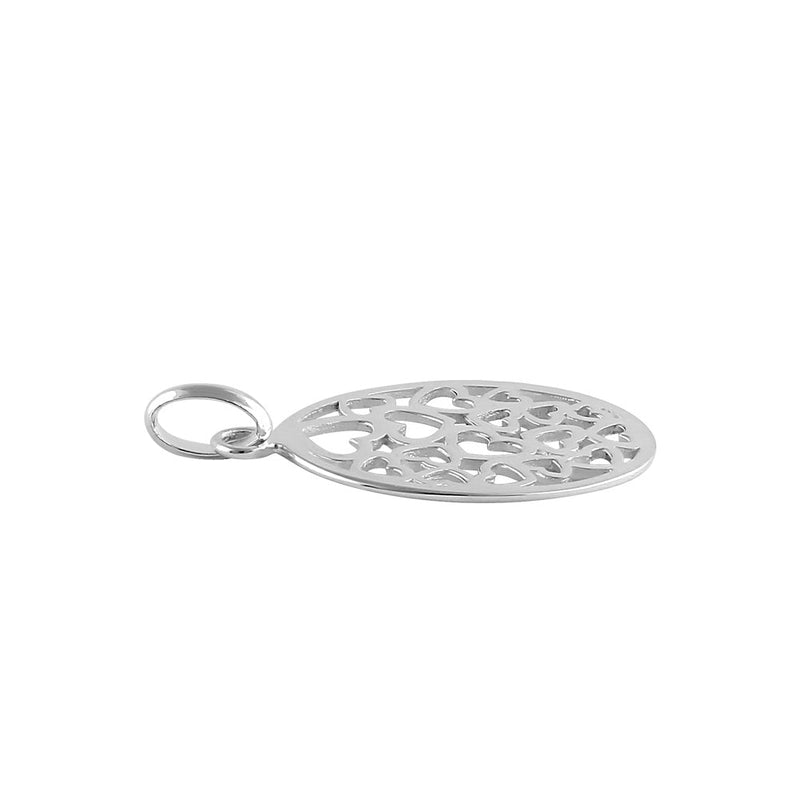 Sterling Silver Oval Hearts Design Pendant