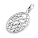 Sterling Silver Oval Hearts Design Pendant