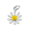 Sterling Silver White and Yellow Enamel Daisy Pendant