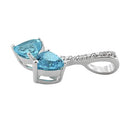 Sterling Silver Cherry Hearts Blue Topaz CZ Pendant