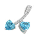 Sterling Silver Cherry Hearts Blue Topaz CZ Pendant