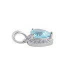 Sterling Silver Heart Shape Aquamarine CZ Pendant