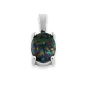 Sterling Silver Rainbow Lab Opal Oval Pendant