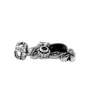 Sterling Silver Black Onyx and Dark Garnet Owl Marcasite Pendant