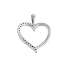 Sterling Silver Half Clear CZ Heart Pendant