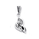 Sterling Silver Onyx Leafy Marcasite Pendant