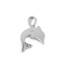 Sterling Silver White Lab Opal Dolphin CZ Pendant