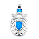 Sterling Silver Blue Lab Opal Mystic Beetle Pendant