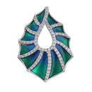 Sterling Silver Hand-Painted Hawaiian Oval Shell with Clear CZ Pendant