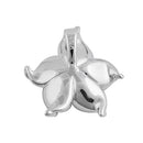 Sterling Silver Hand-Painted Hawaiian Flower Purple Green with Clear CZ Pendant